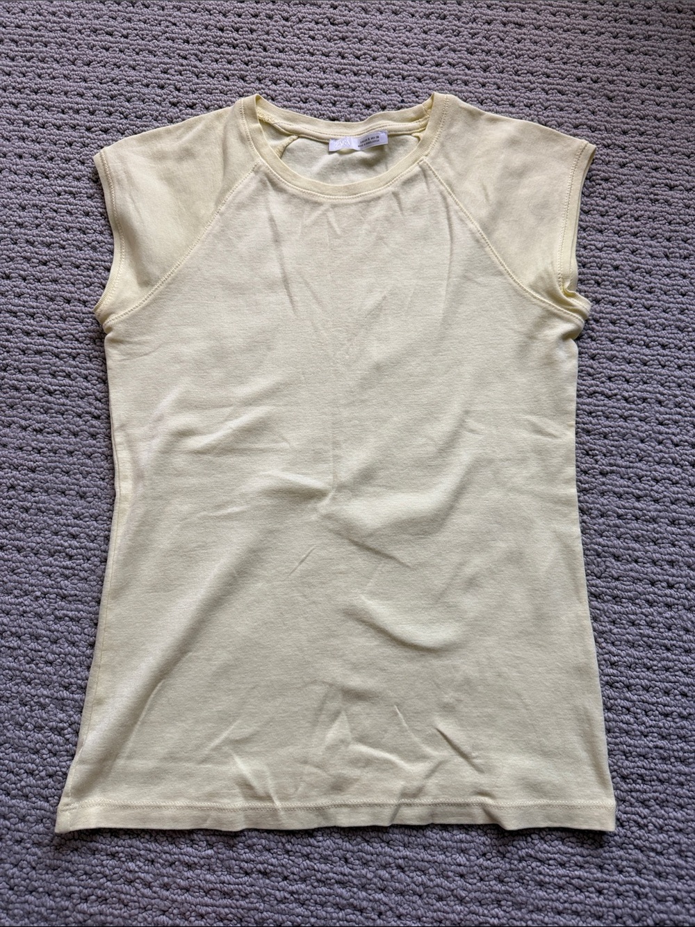 Zara Butter Yellow Fitted Cap Sleeve Top